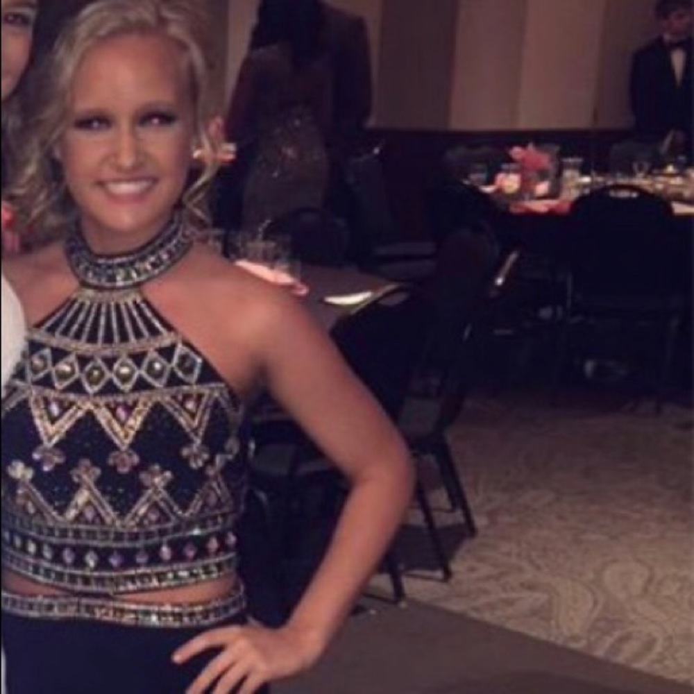 Black beaded prom dress